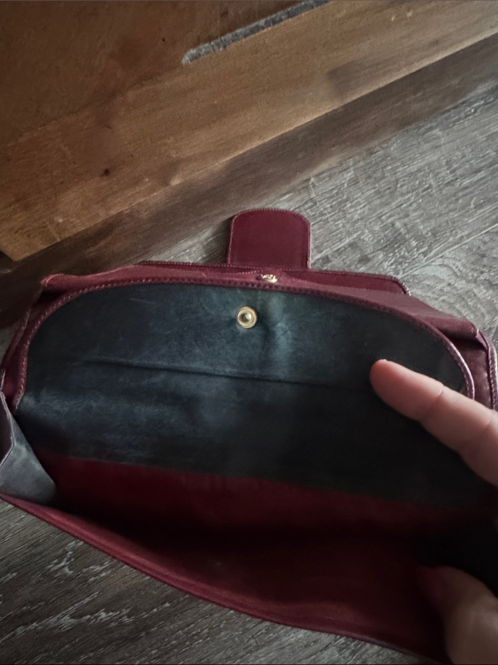 Celine Burgundy Leather-Trim Clutch Wallet - Picture 5 of 7